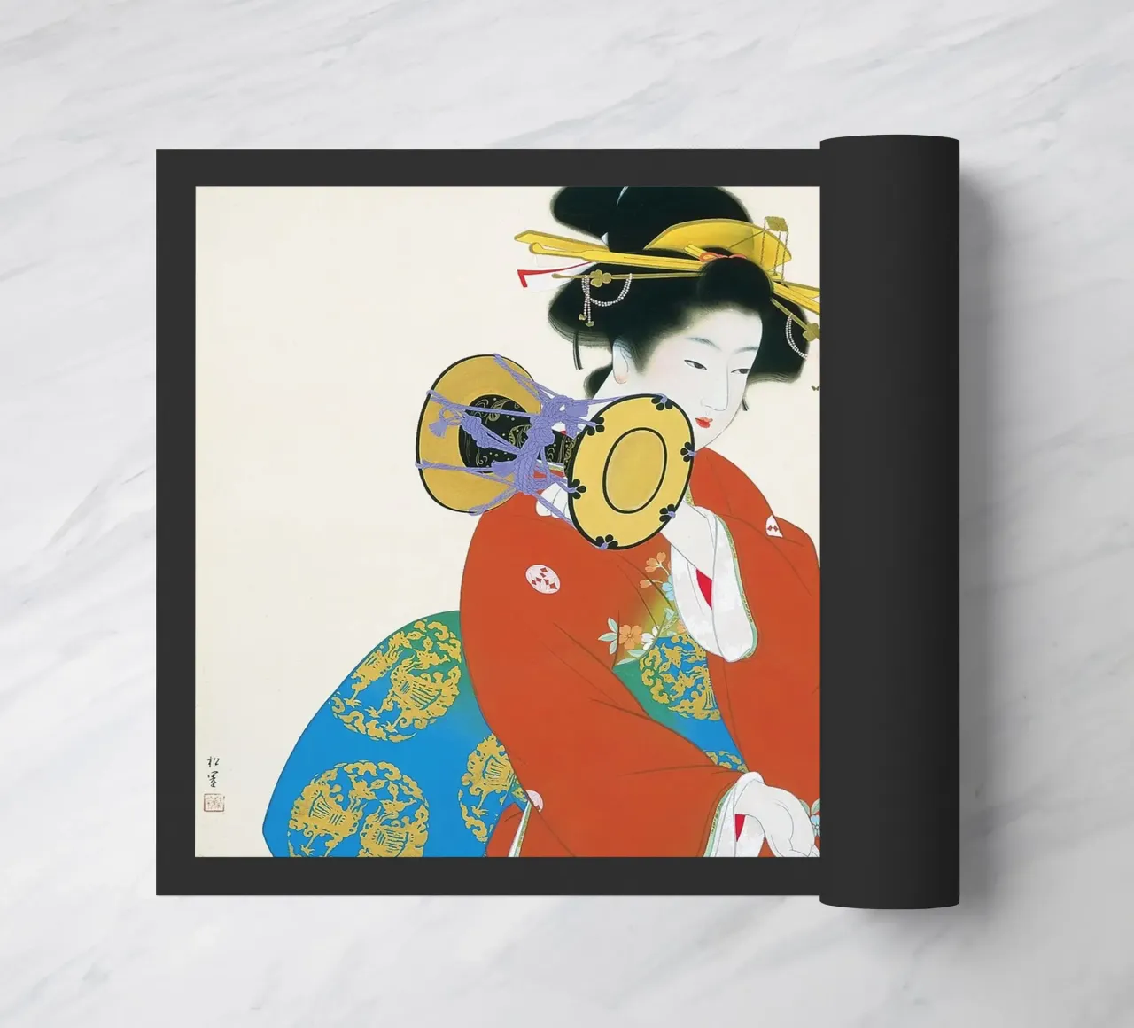 Sound of Tsuzumi by Shoen Uemura doormat by Venus Art