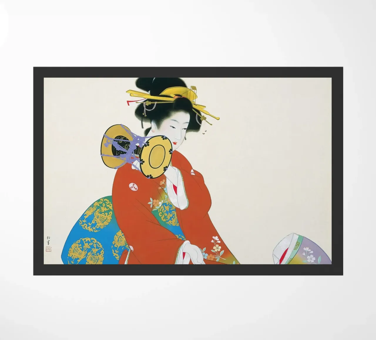 Sound of Tsuzumi by Shoen Uemura doormat by Venus Art