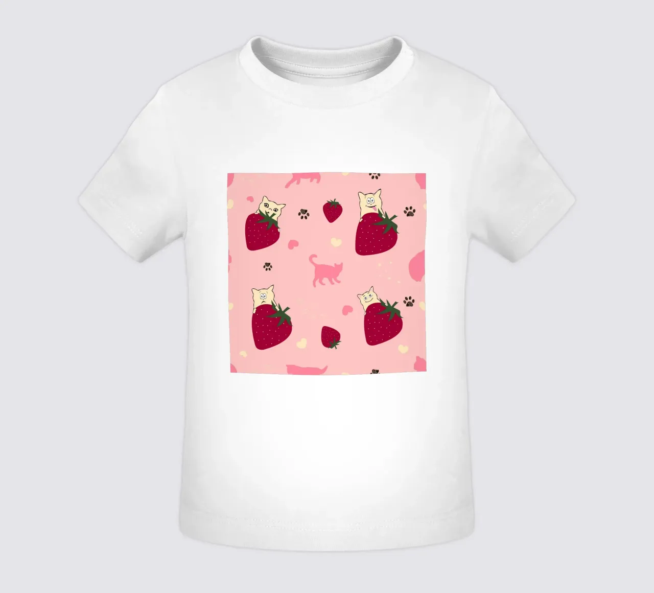 Fragole gatti carini con fragole maglietta neonato da gulsengunel