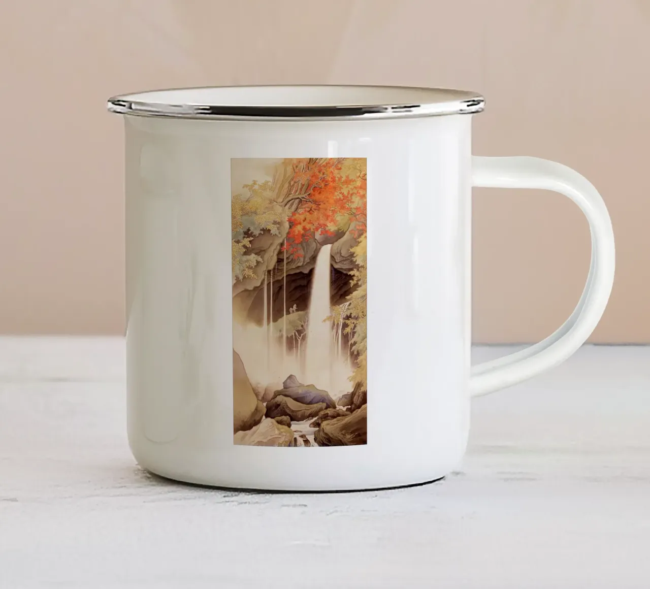 Cascate di Urami a Nikko di Kawai Gyokudō tazza in smalto da Classic Art Prints