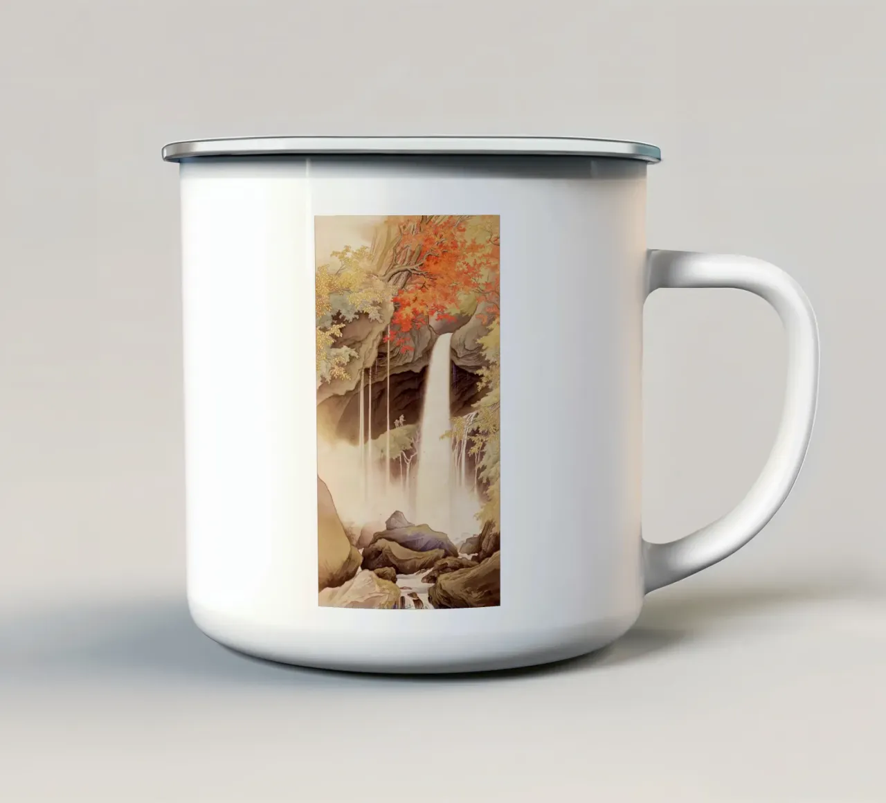 Cascate di Urami a Nikko di Kawai Gyokudō tazza in smalto da Classic Art Prints