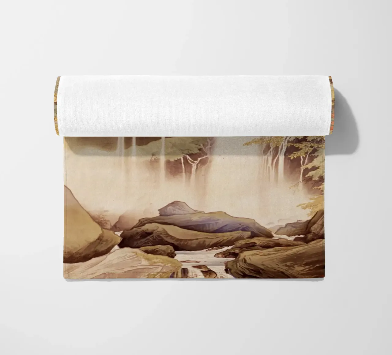 Urami Falls in Nikko by Kawai Gyokudō beach towel by Classic Art Prints