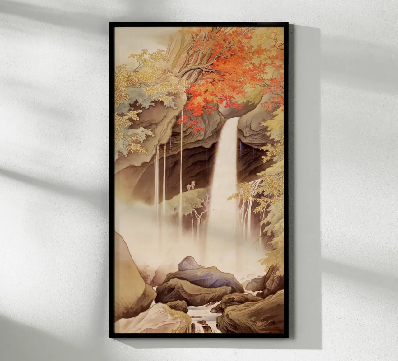 Cascate di Urami a Nikko di Kawai Gyokudō poster con telaio in legno da Classic Art Prints