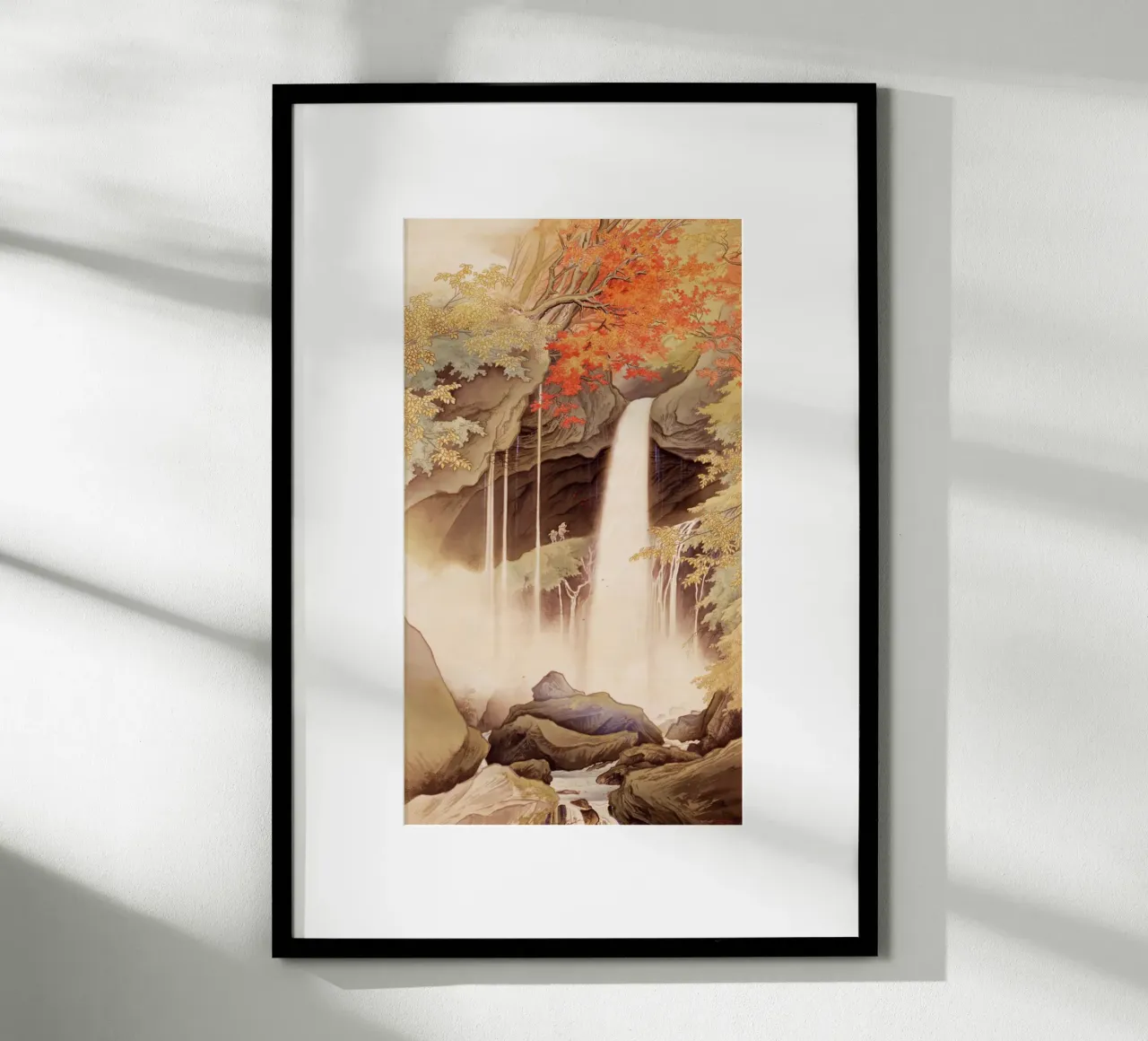 Cascate di Urami a Nikko di Kawai Gyokudō poster con telaio in legno da Classic Art Prints