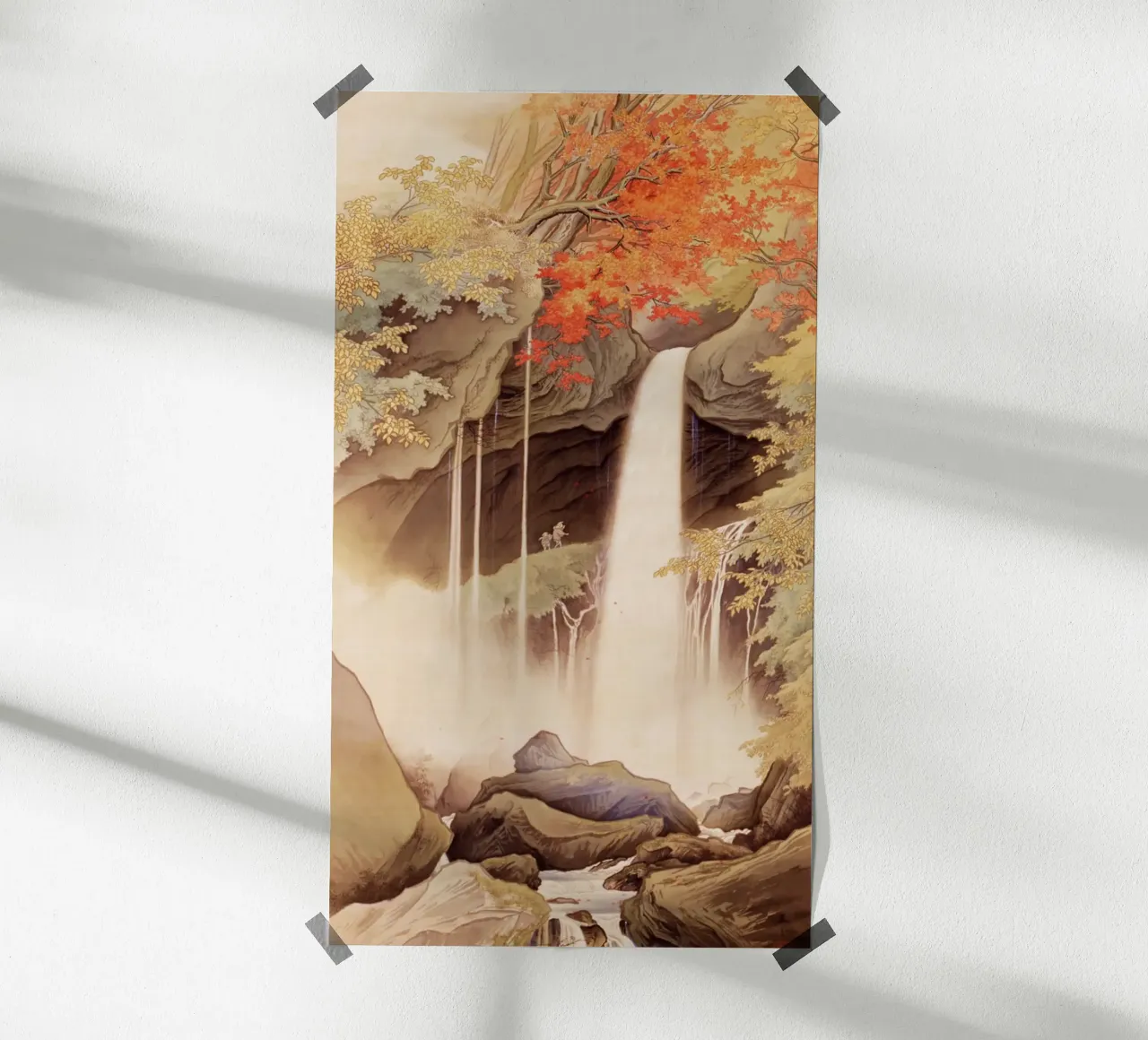 Cascate di Urami a Nikko di Kawai Gyokudō poster con telaio in legno da Classic Art Prints