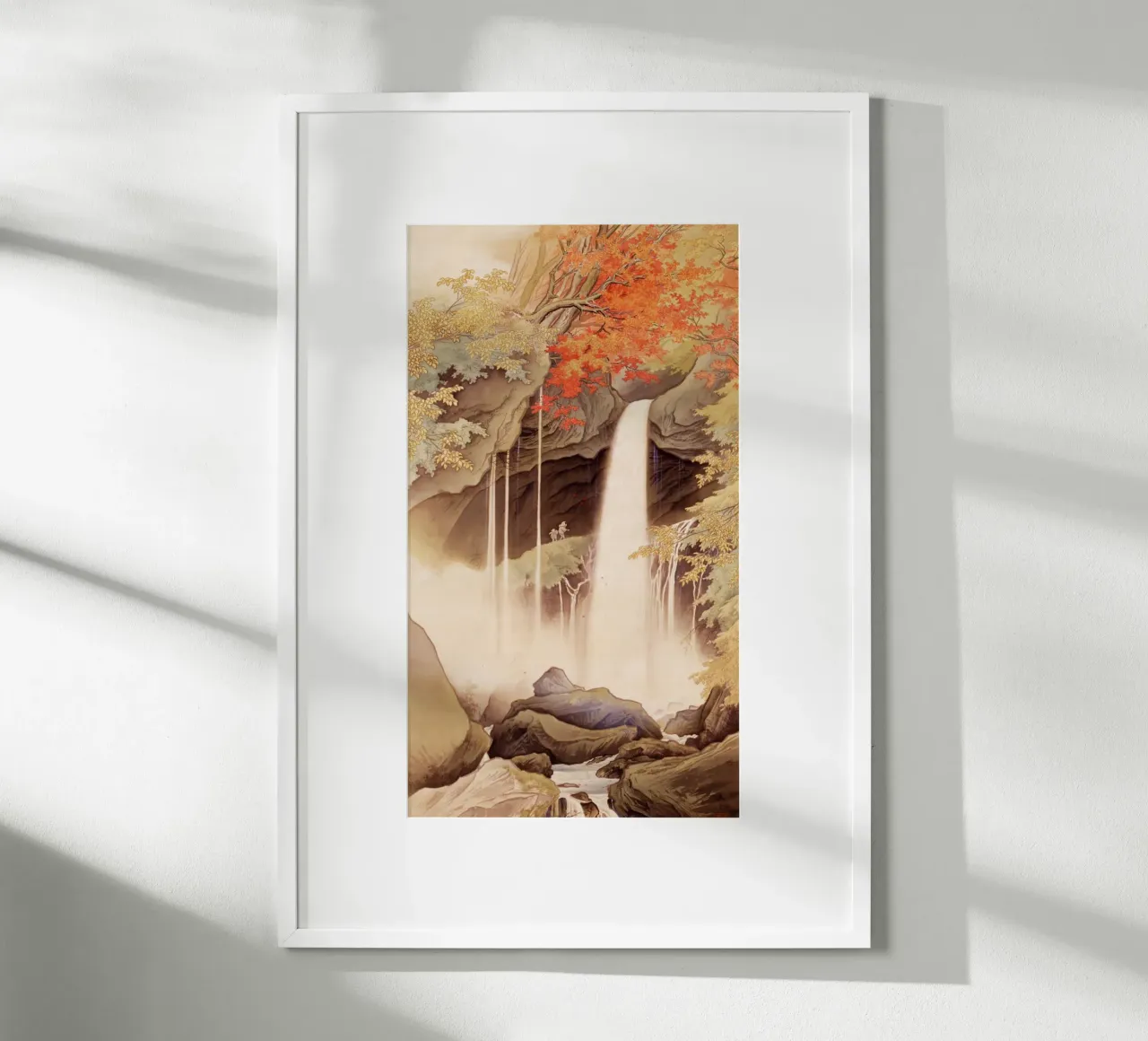 Cascate di Urami a Nikko di Kawai Gyokudō poster con telaio in legno da Classic Art Prints