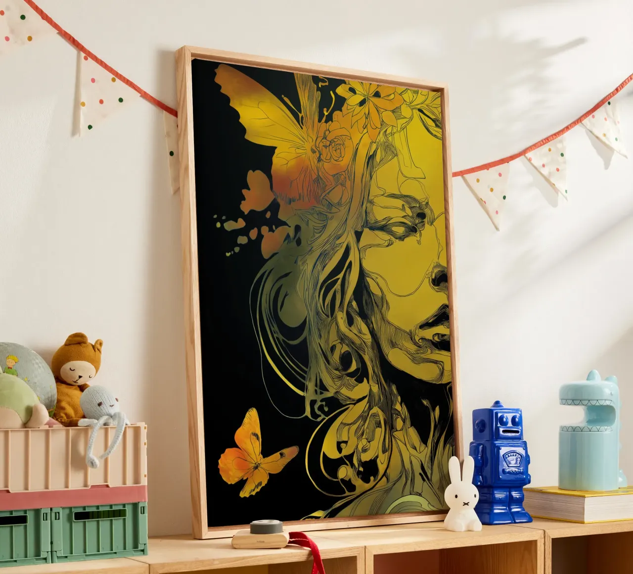 Abstract portret canvas with Floater frame by Pictura