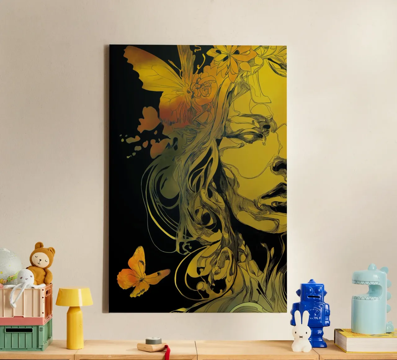 Abstract portret canvas with Floater frame by Pictura