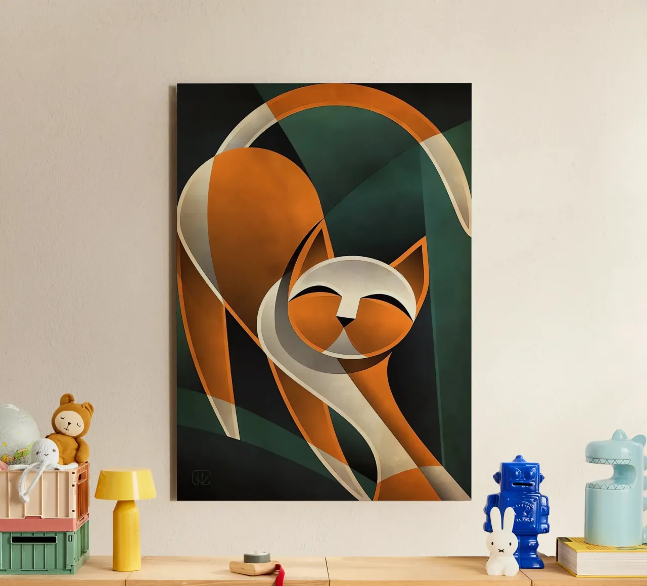 Gatto geometrico alluminio dibond da Manuela