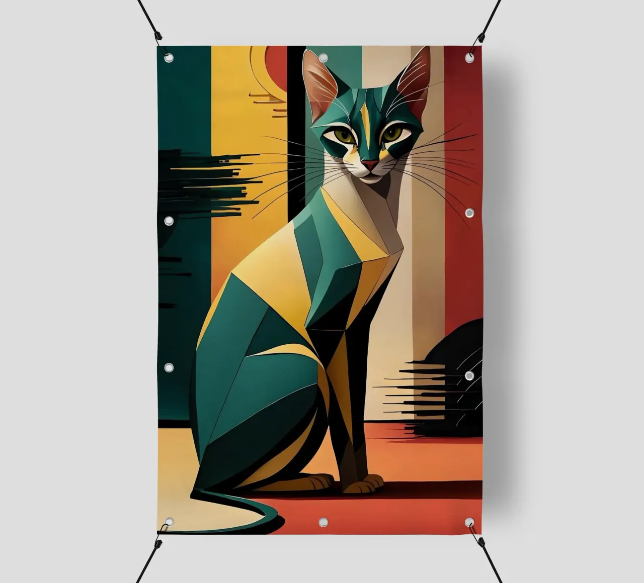 Gatto geometrico telo in pvc da Manuela