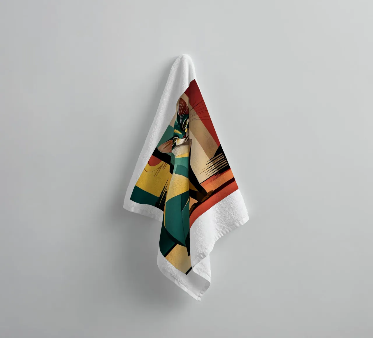 Geometry Cat towel by Manuela