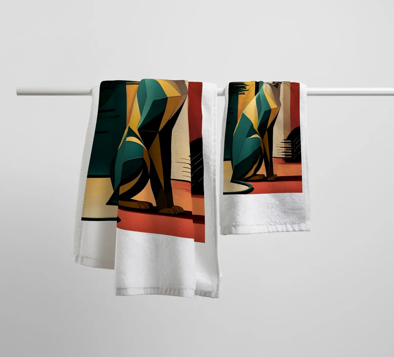 Geometry Cat towel by Manuela