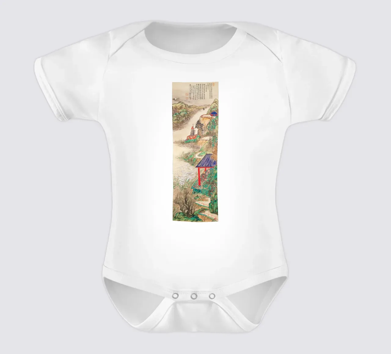 Abe no Nakamaro Writing a Nostalgic Poem While Viewing the M short-sleeve baby romper by Venus Art