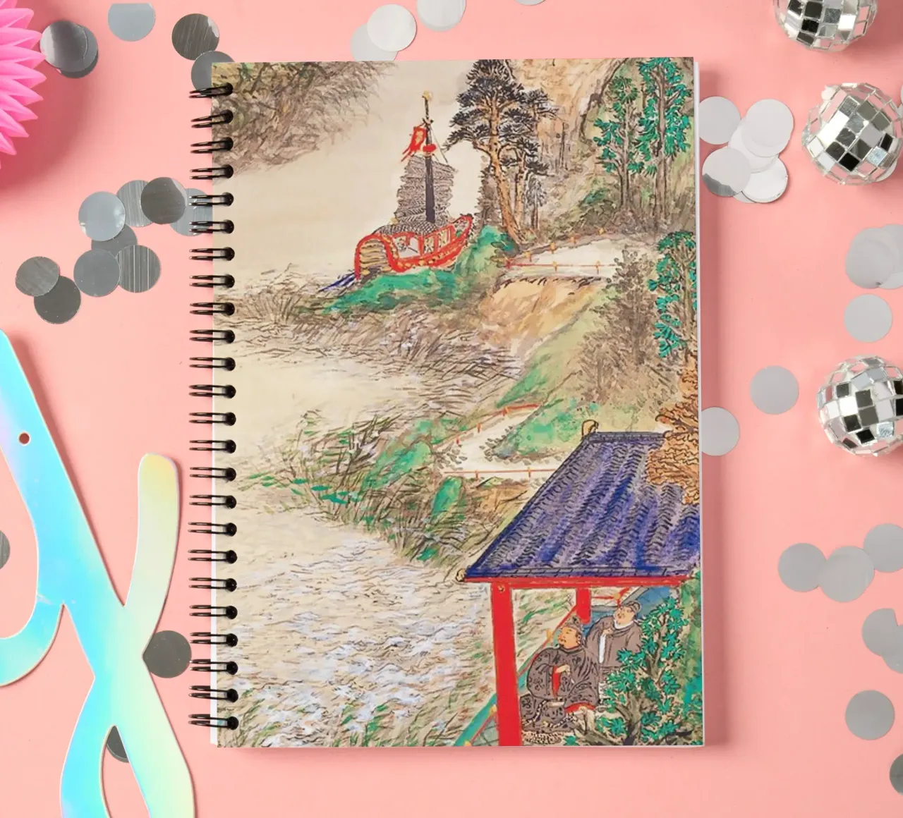 Abe no Nakamaro Writing a Nostalgic Poem While Viewing the M spiral notebook by Venus Art