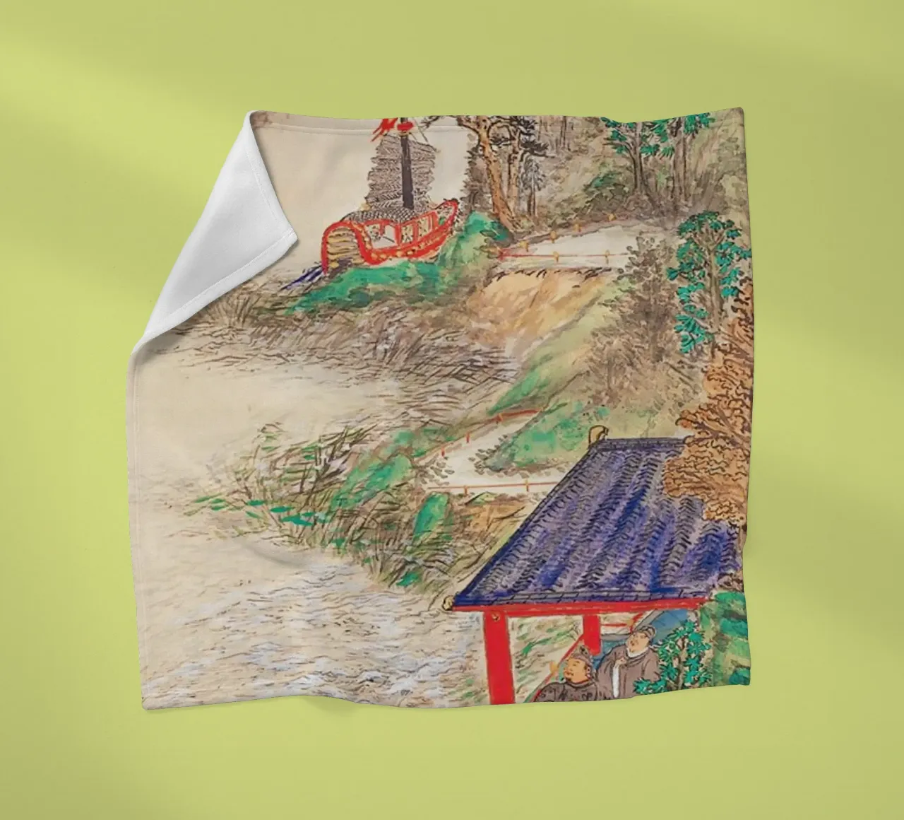 Abe no Nakamaro Writing a Nostalgic Poem While Viewing the M fleece blanket by Venus Art