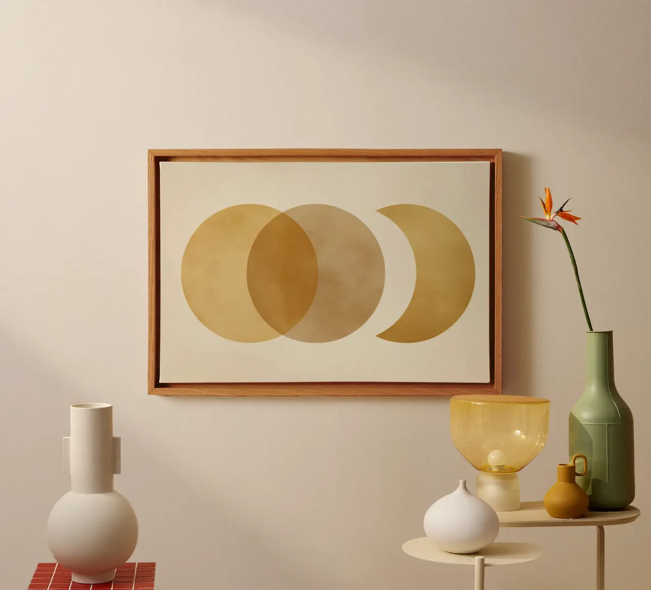 Abstract circles canvas with Floater frame by Pictura