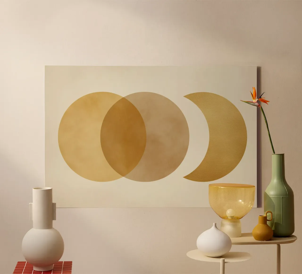 Abstract circles canvas with Floater frame by Pictura