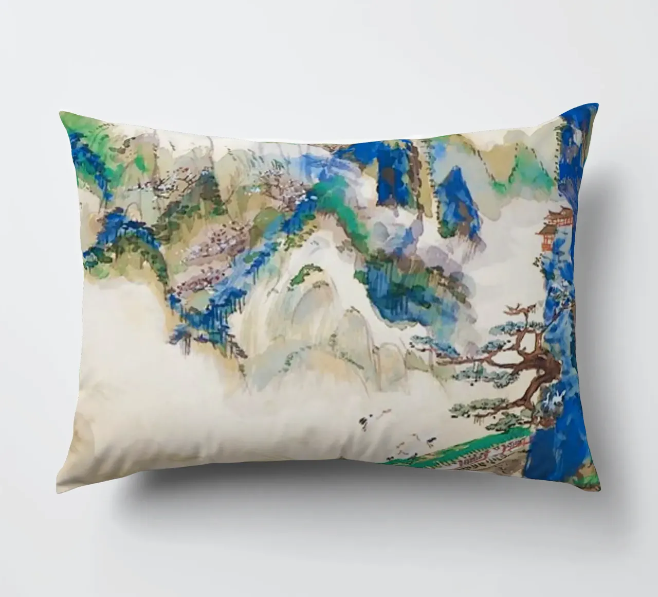 Mount Penglai – Mountain of Immortals Print decorative cushion by Venus Art