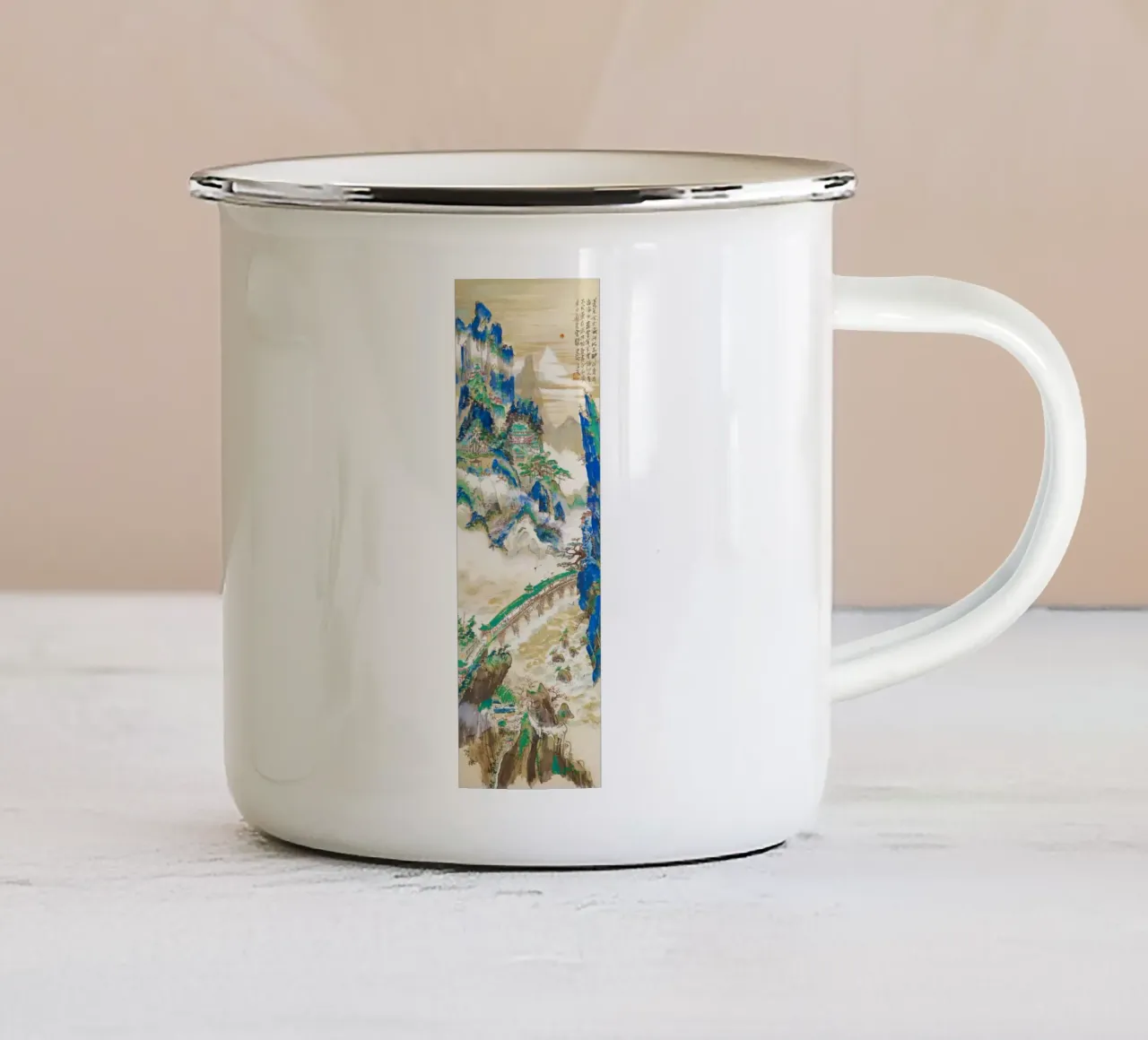 Monte Penglai - Montagna degli Immortali Stampa tazza in smalto da Venus Art