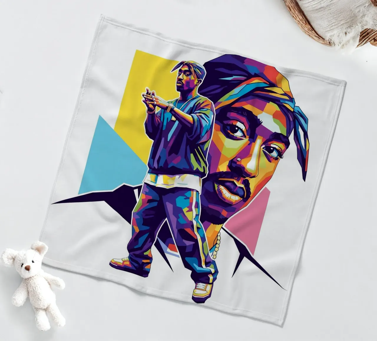 Tugas Shakur hip-hop coperta in pile da Hantamrata