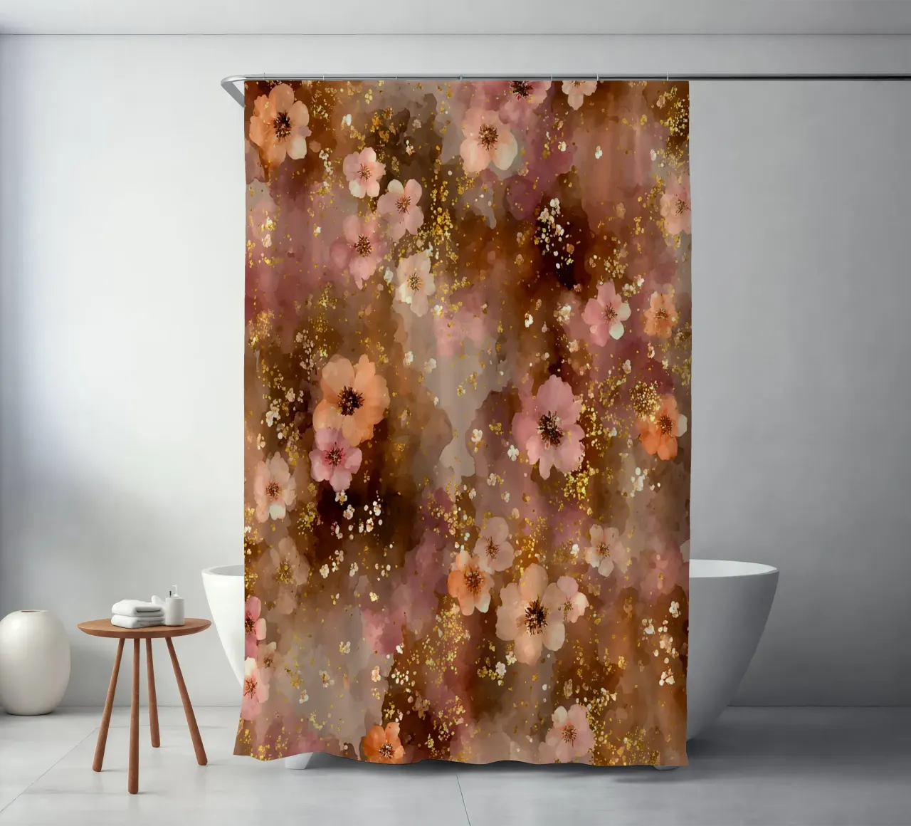 Inky Flowers shower curtain by Sunflower Soul Studio