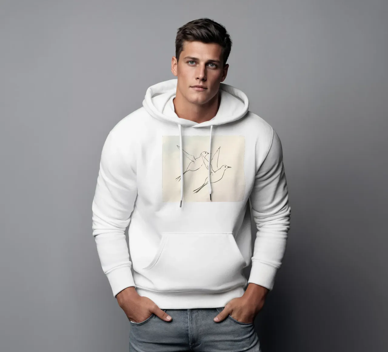 Due uccelli in volo catturati in un semplice schizzo felpa con cappuccio da DesignDoodle