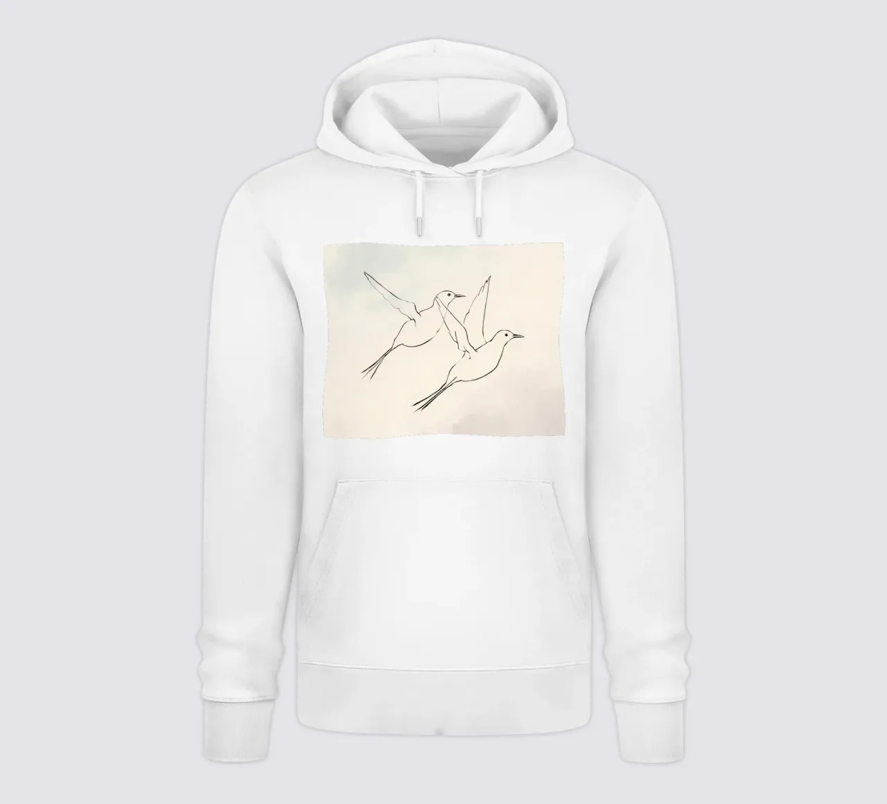 Due uccelli in volo catturati in un semplice schizzo felpa con cappuccio da DesignDoodle