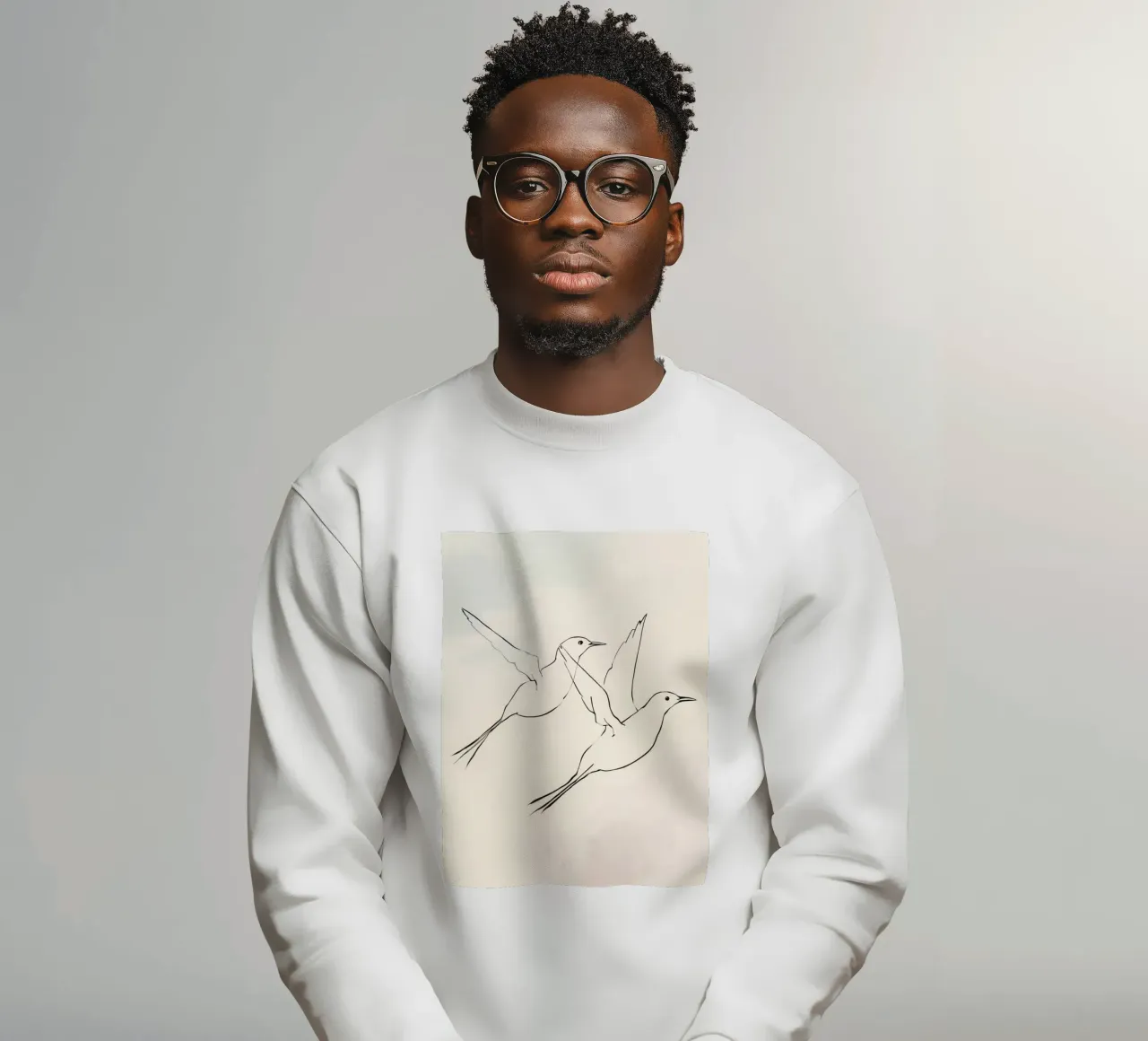Due uccelli in volo catturati in un semplice schizzo felpa da DesignDoodle