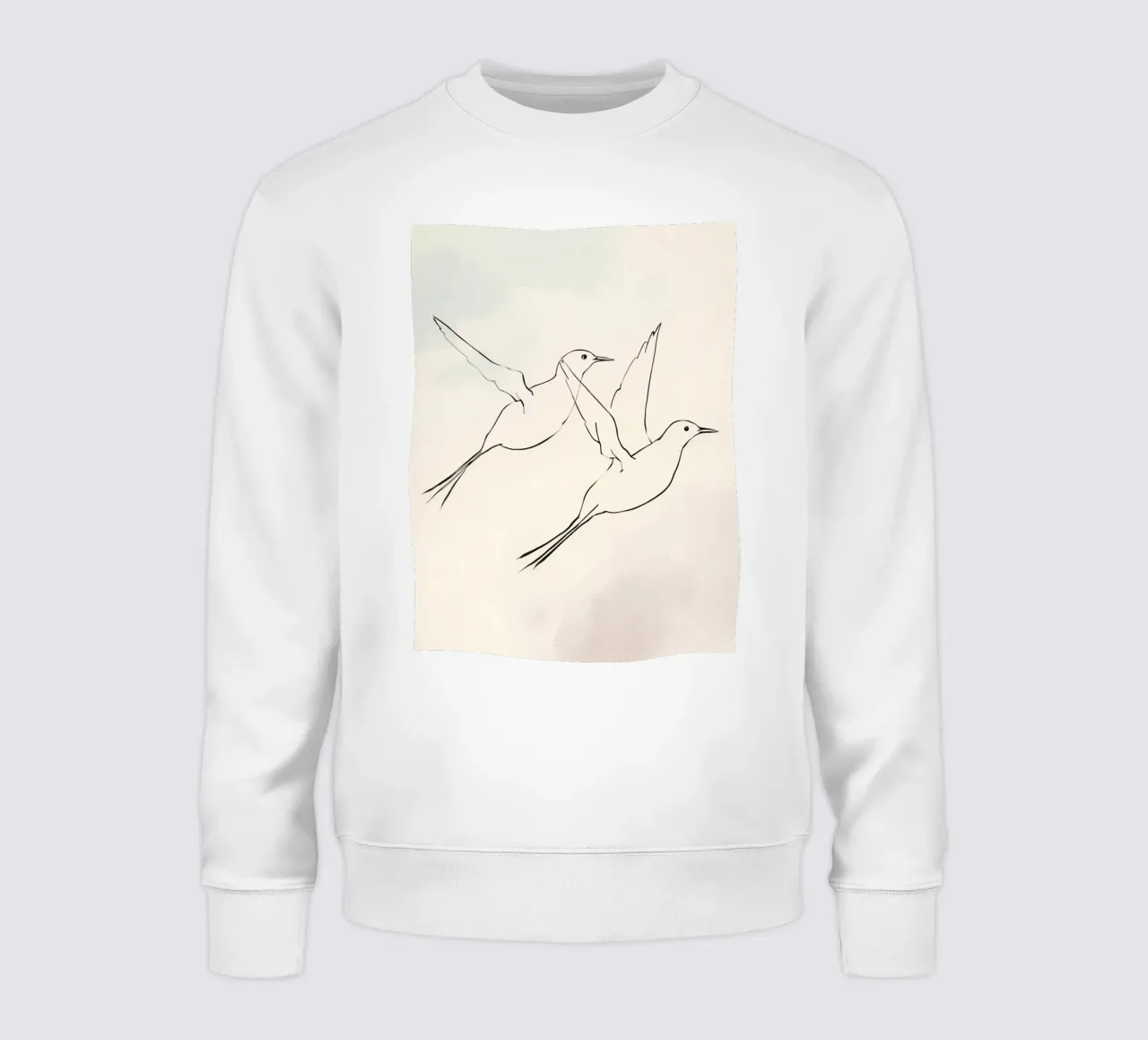 Due uccelli in volo catturati in un semplice schizzo felpa da DesignDoodle