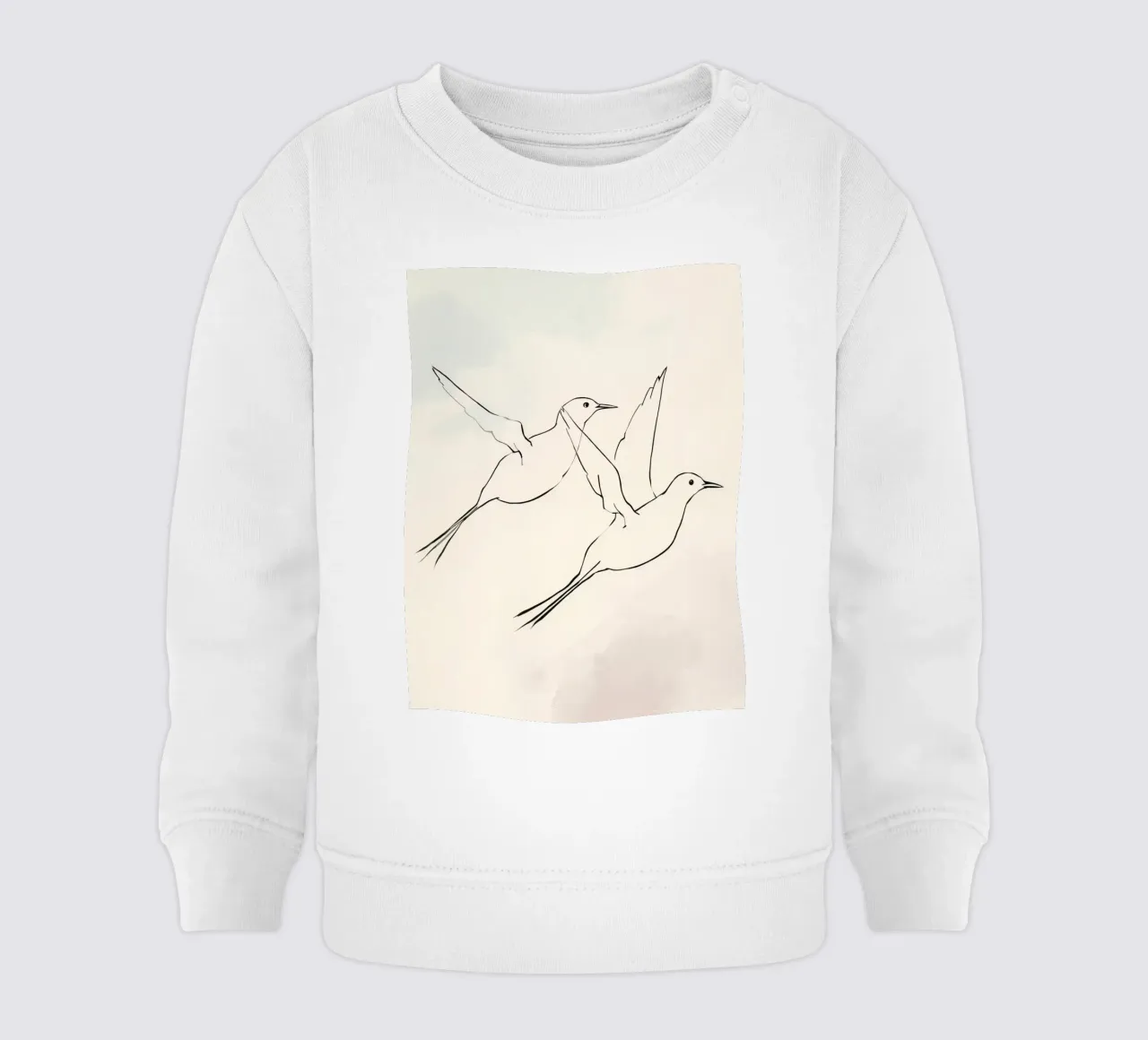 Due uccelli in volo catturati in un semplice schizzo felpa neonato da DesignDoodle