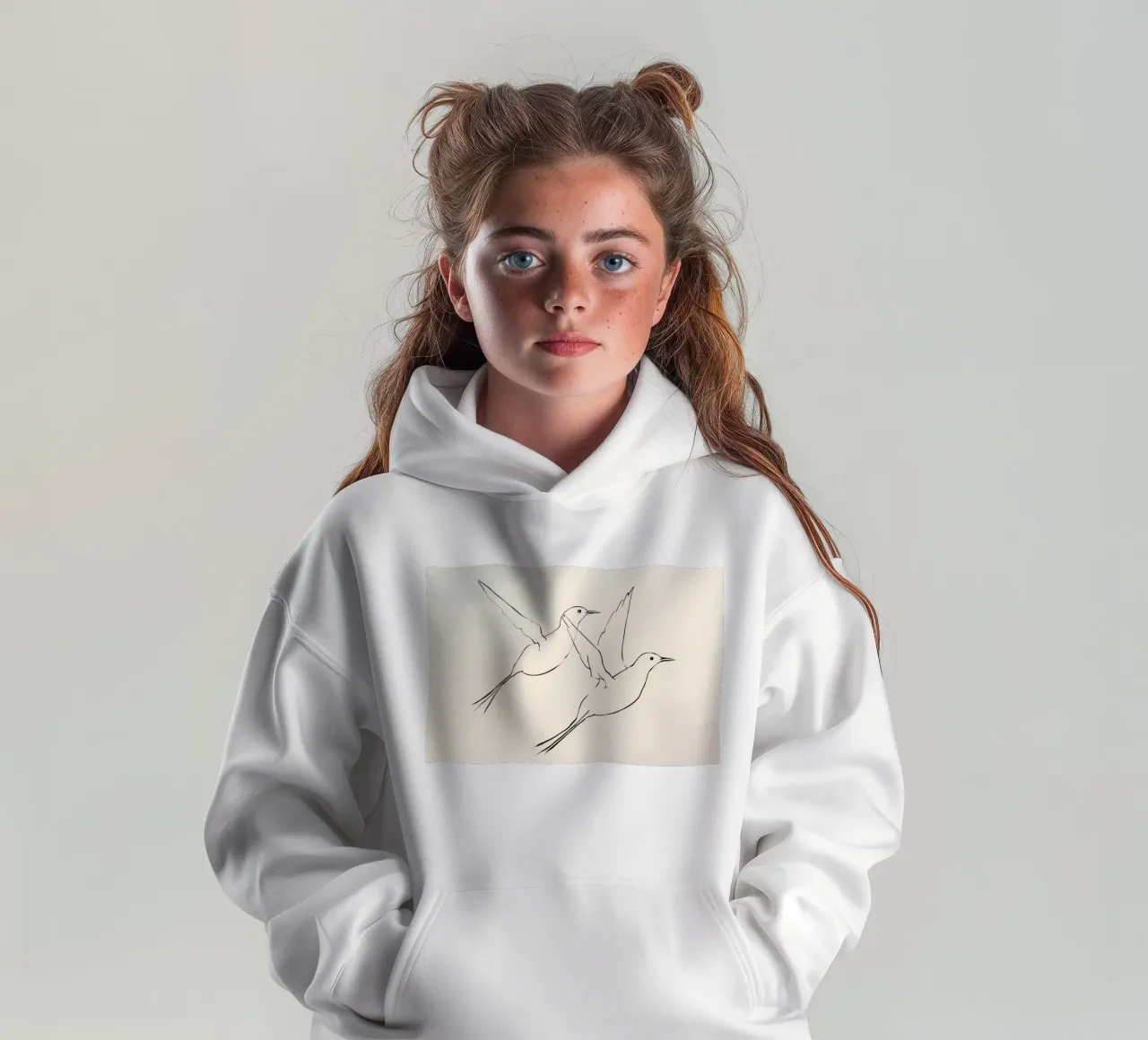 Due uccelli in volo catturati in un semplice schizzo felpa bambino con cappuccio da DesignDoodle