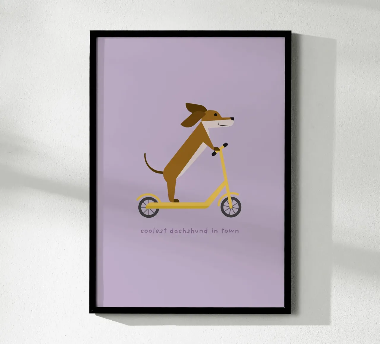 Coolest Dachsund in town poster with aluminum frame by Carolin Vonhoff