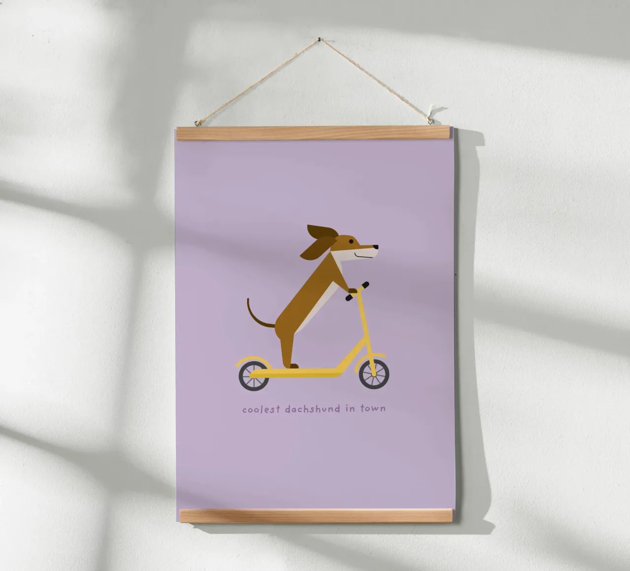 Coolest Dachsund in town poster with aluminum frame by Carolin Vonhoff