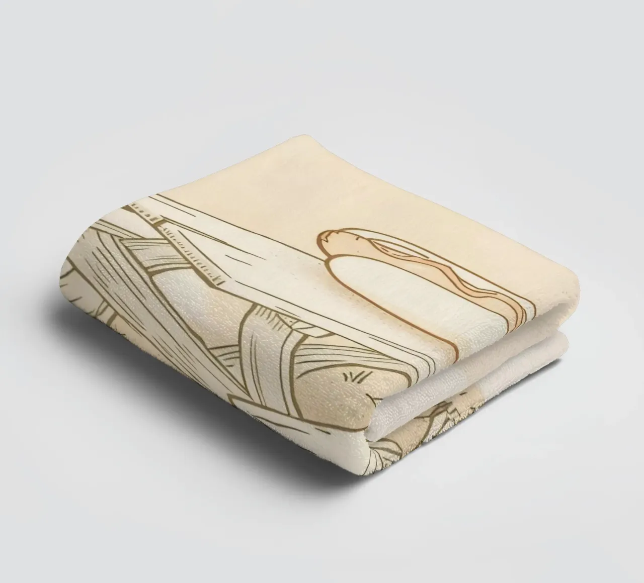 Perrito caliente descansando sobre una mesa de picnic de madera en un campo cubierto de hierba toalla de baño de DesignDoodle