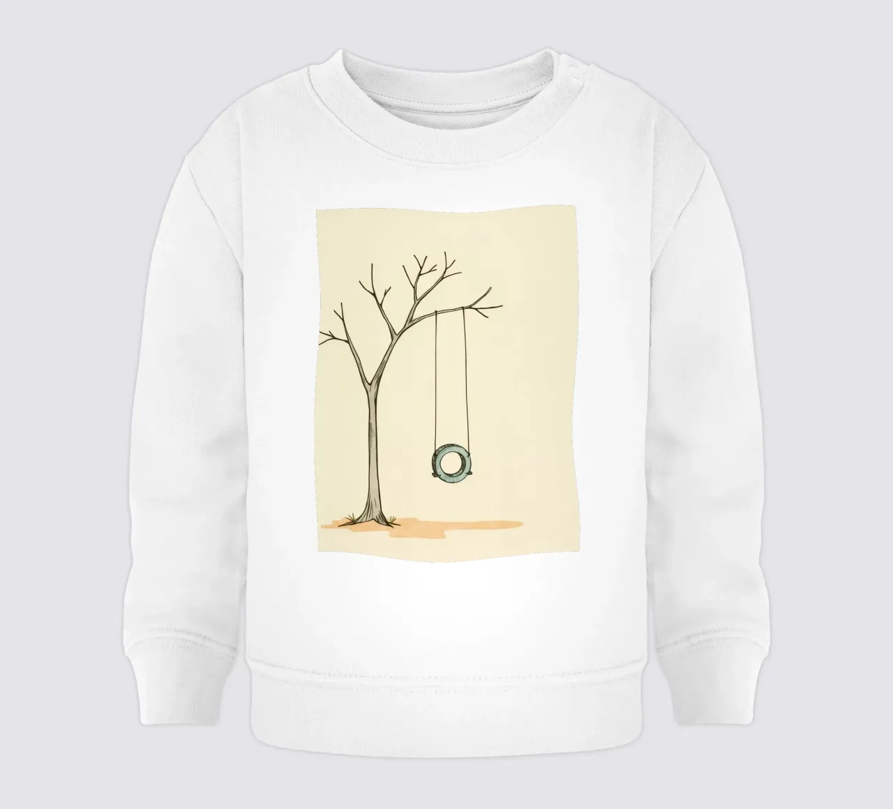 Altalena per pneumatici appesa a un albero spoglio in un ambiente minimalista. felpa neonato da DesignDoodle