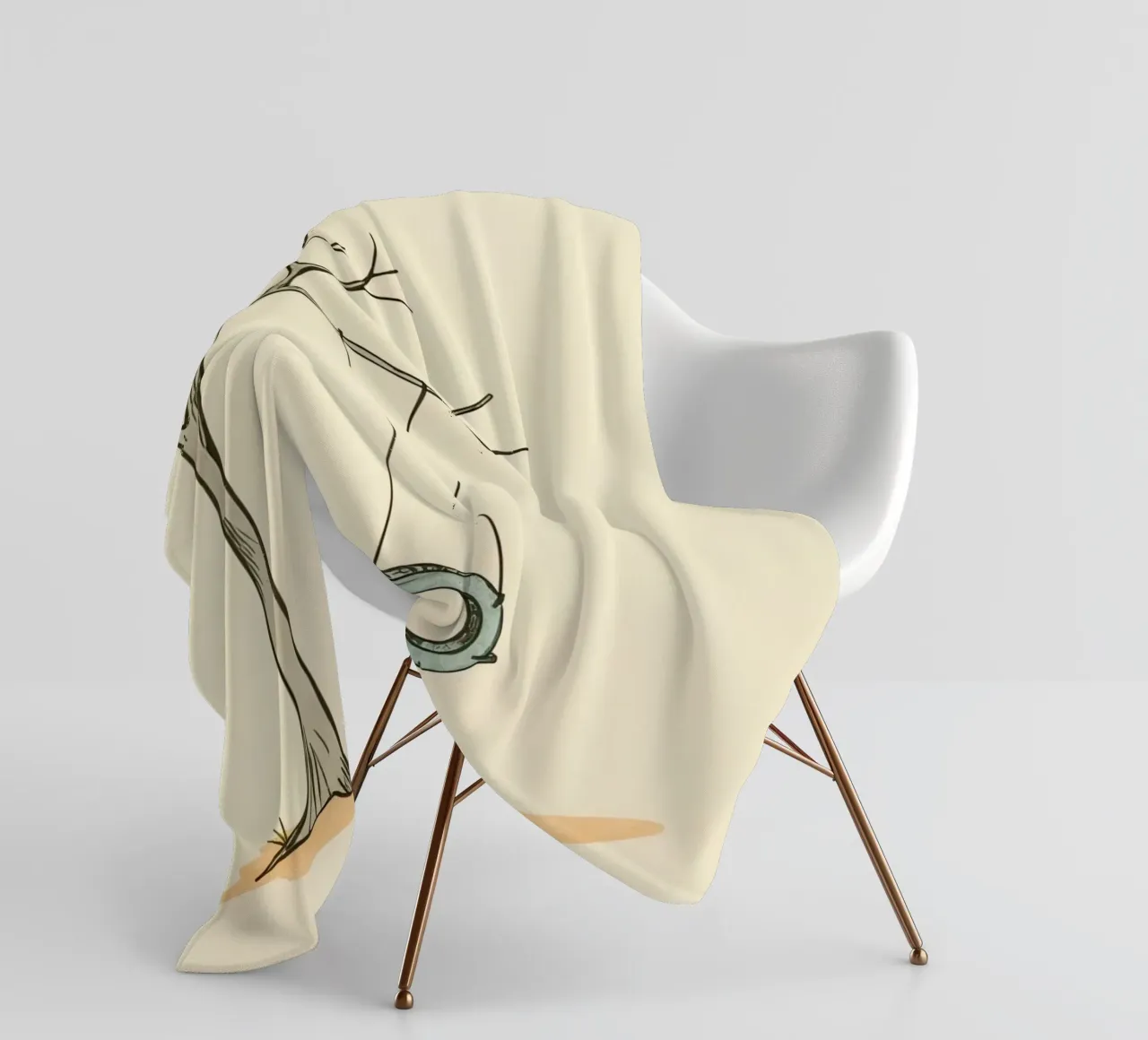 Altalena per pneumatici appesa a un albero spoglio in un ambiente minimalista. coperta in pile da DesignDoodle