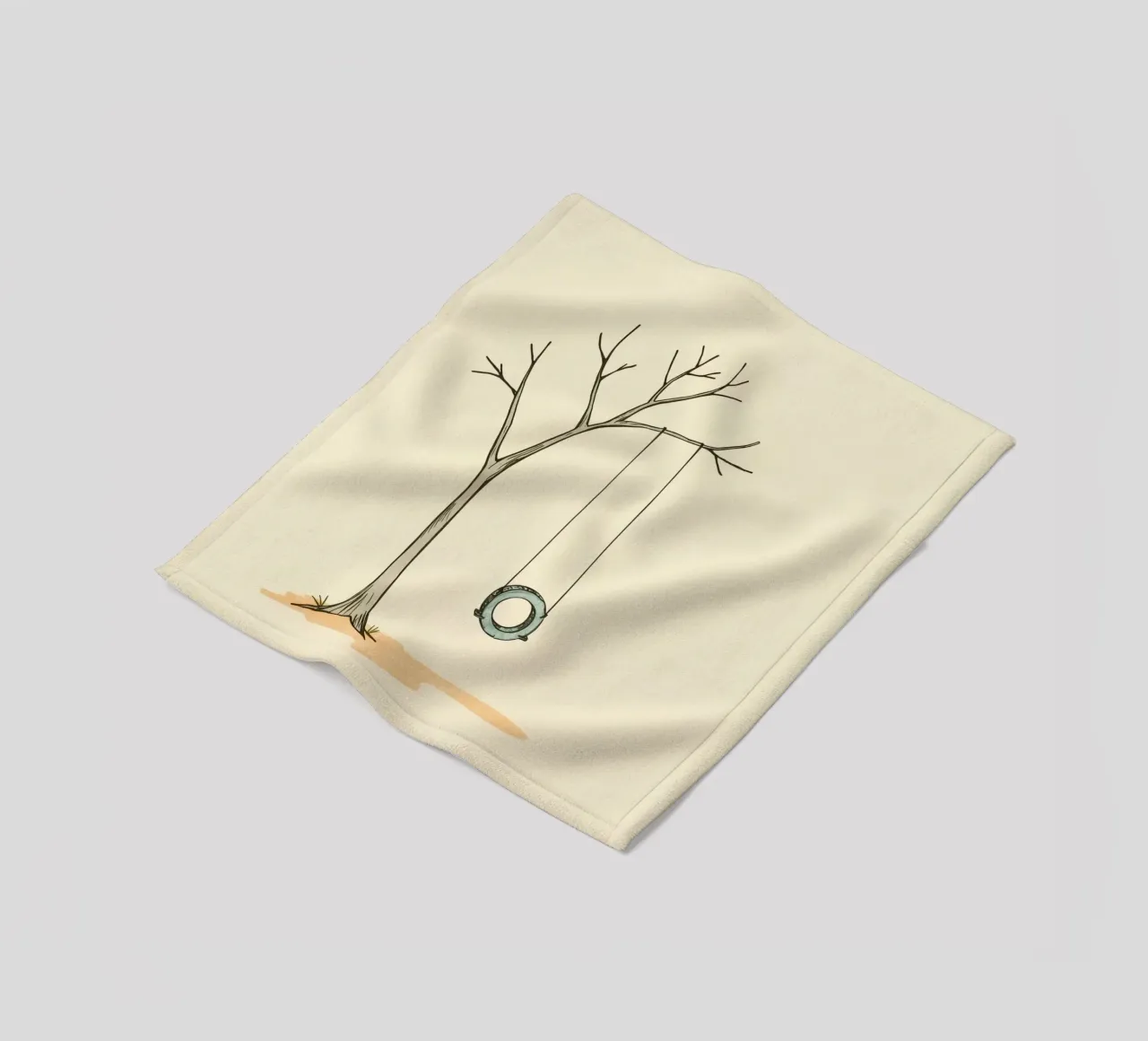 Altalena per pneumatici appesa a un albero spoglio in un ambiente minimalista. coperta in pile da DesignDoodle