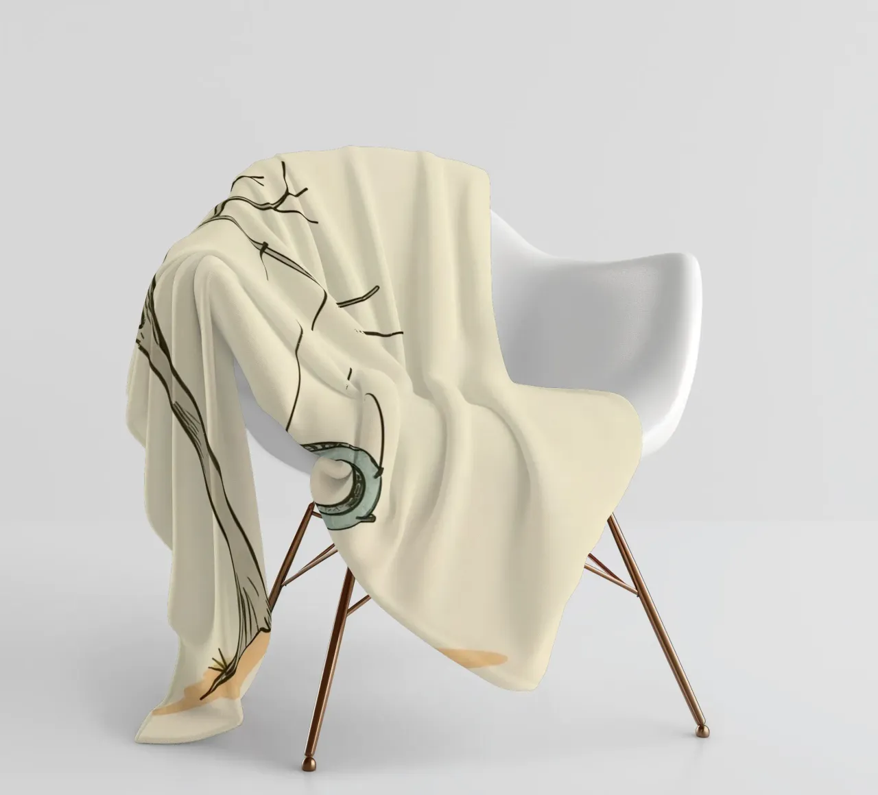 Altalena per pneumatici appesa a un albero spoglio in un ambiente minimalista. coperta in pile da DesignDoodle