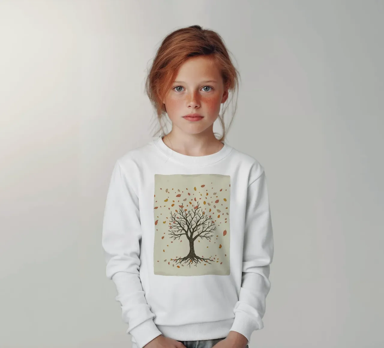 Un albero autunnale con foglie cadenti cattura le transizioni stagionali felpa bambino da DesignDoodle