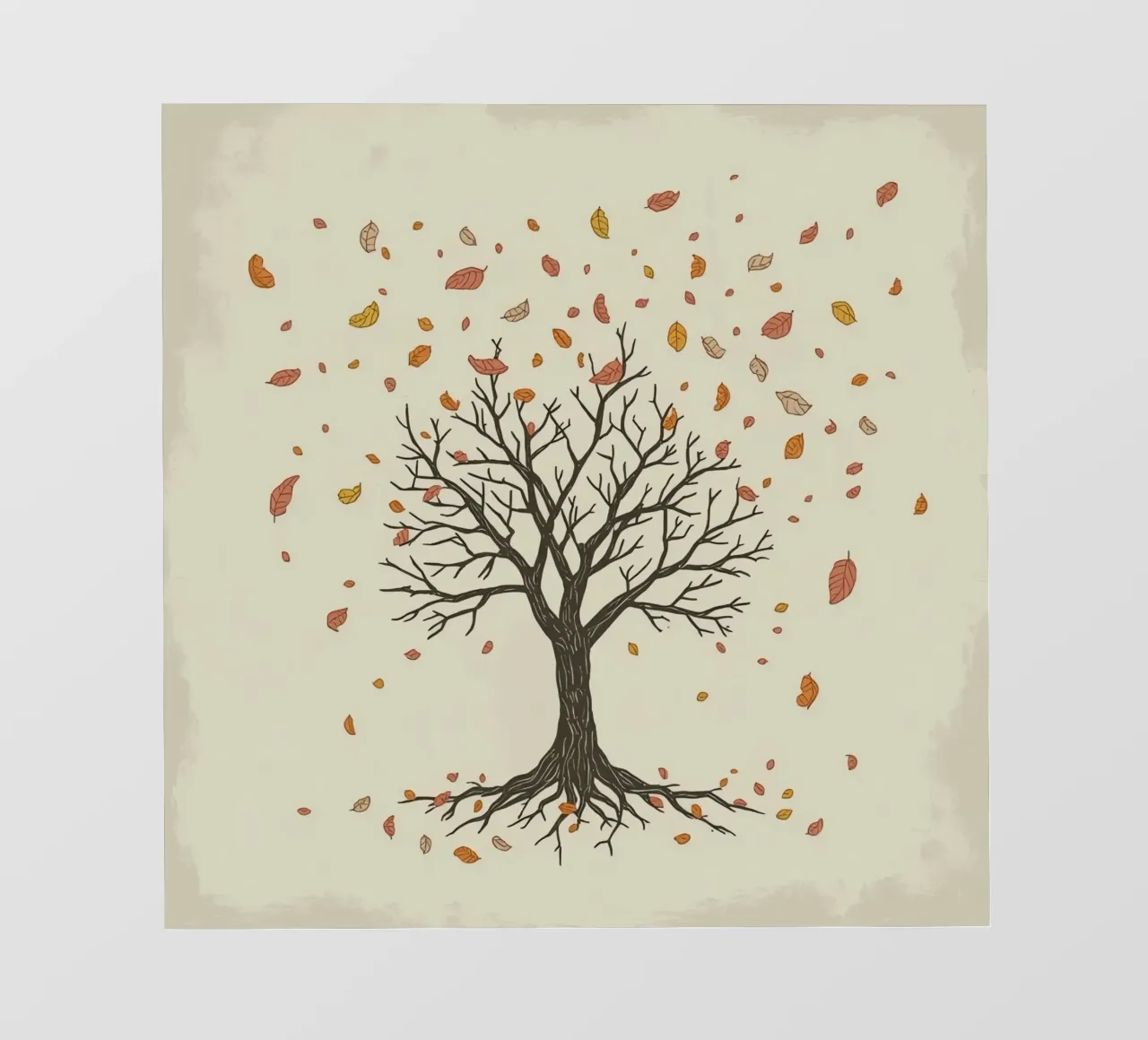 Un albero autunnale con foglie cadenti cattura le transizioni stagionali carta da parati fotografica da DesignDoodle