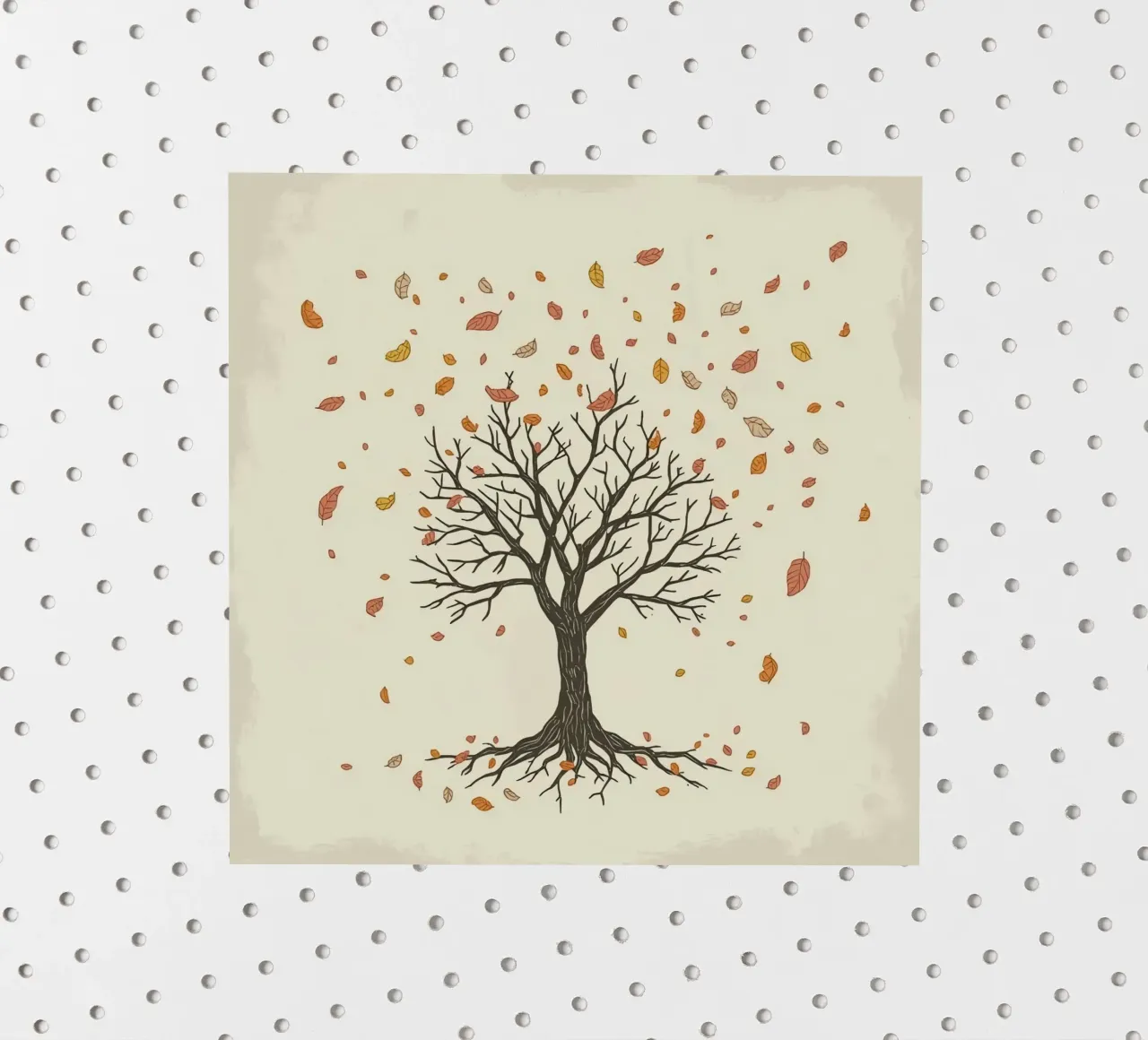 Un arbre d'automne avec des feuilles qui tombent capture les transitions saisonnières autocollant de DesignDoodle