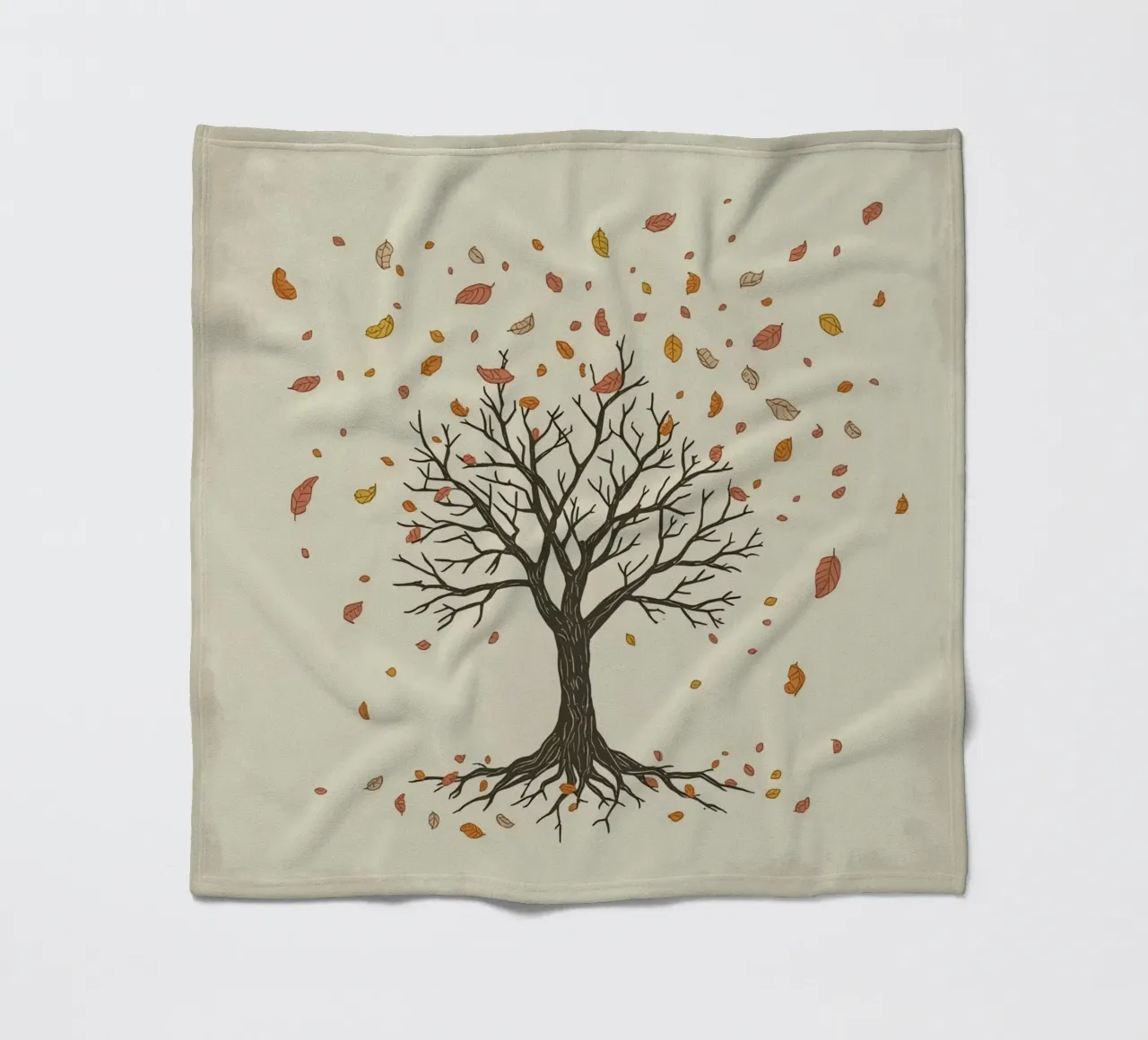 Un albero autunnale con foglie cadenti cattura le transizioni stagionali coperta in pile da DesignDoodle