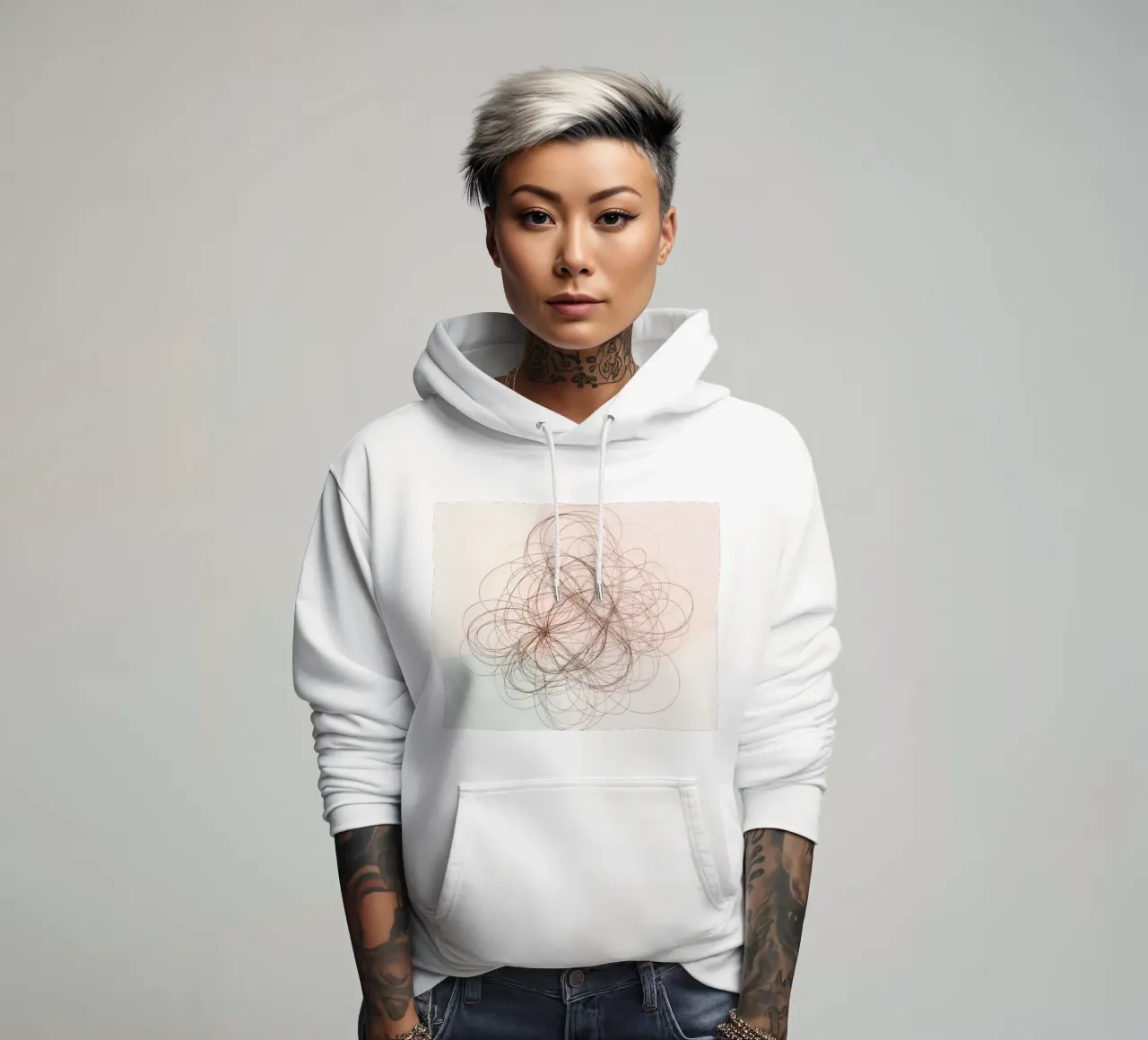 Abstract swirl of lines and curves creating a dynamic art hoodie by DesignDoodle