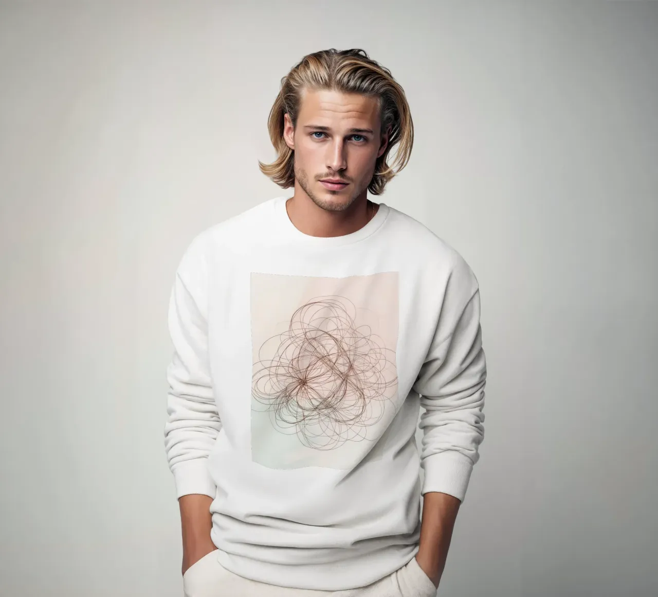 Abstract swirl of lines and curves creating a dynamic art sweatshirt by DesignDoodle