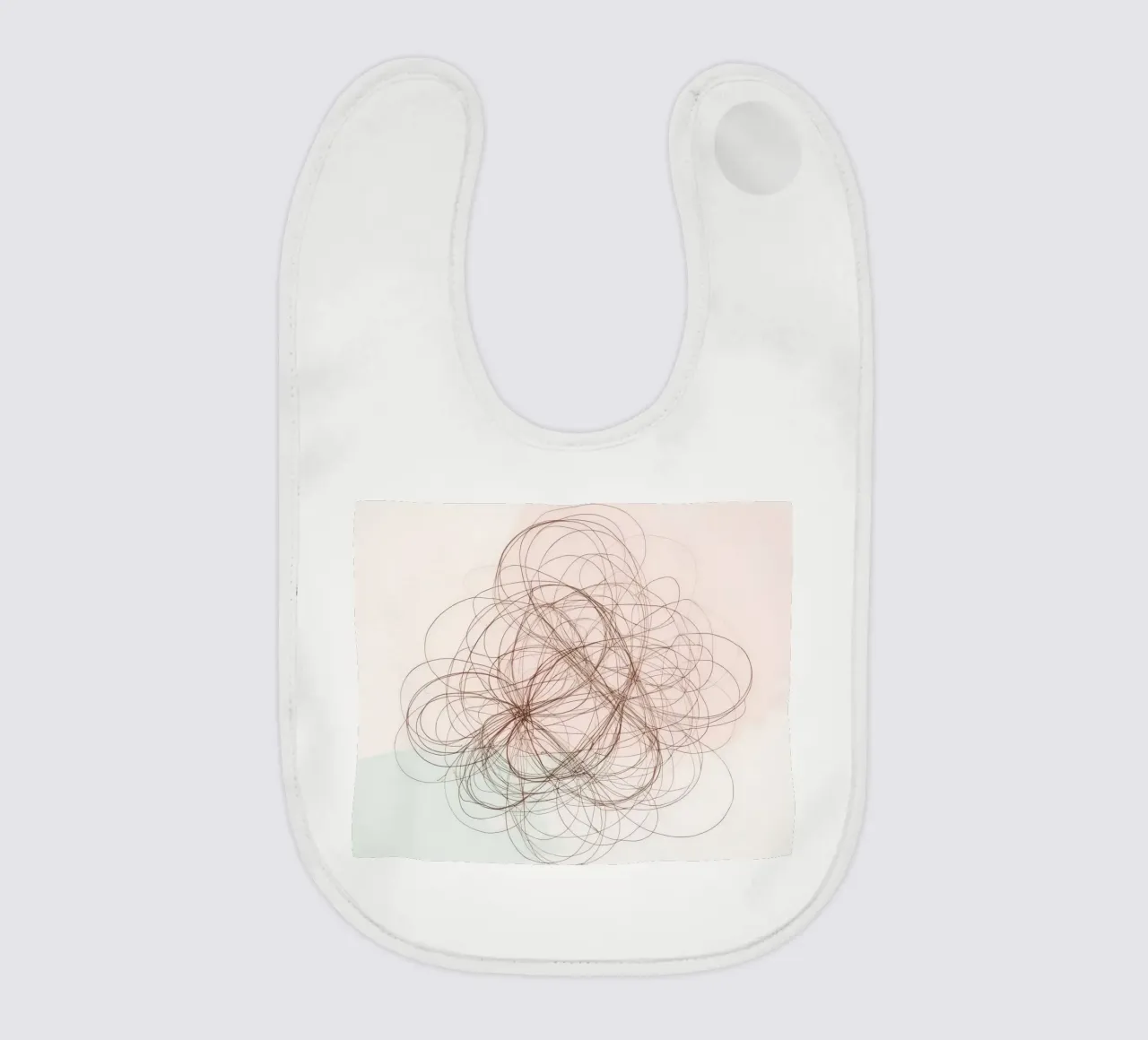 Abstract swirl of lines and curves creating a dynamic art baby bib by DesignDoodle