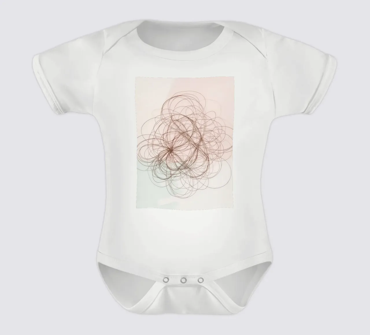 Abstract swirl of lines and curves creating a dynamic art short-sleeve baby romper by DesignDoodle