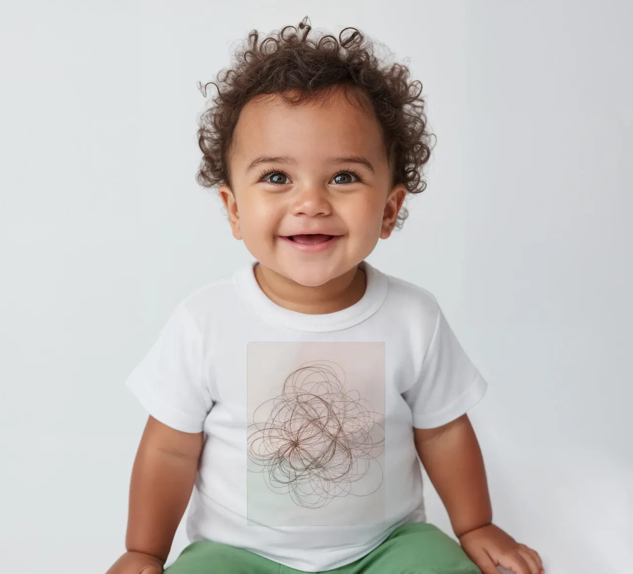 Abstract swirl of lines and curves creating a dynamic art baby t-shirt by DesignDoodle
