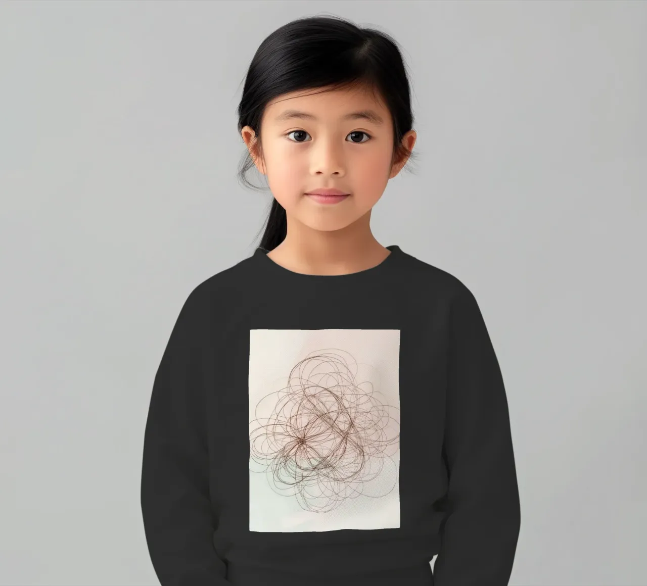 Abstract swirl of lines and curves creating a dynamic art kids sweatshirt by DesignDoodle