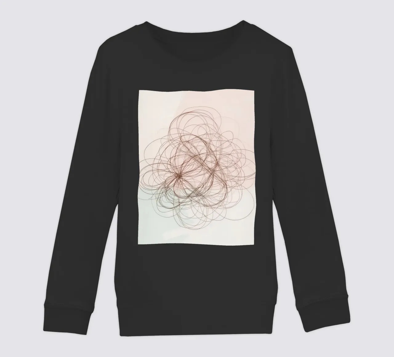 Abstract swirl of lines and curves creating a dynamic art kids sweatshirt by DesignDoodle