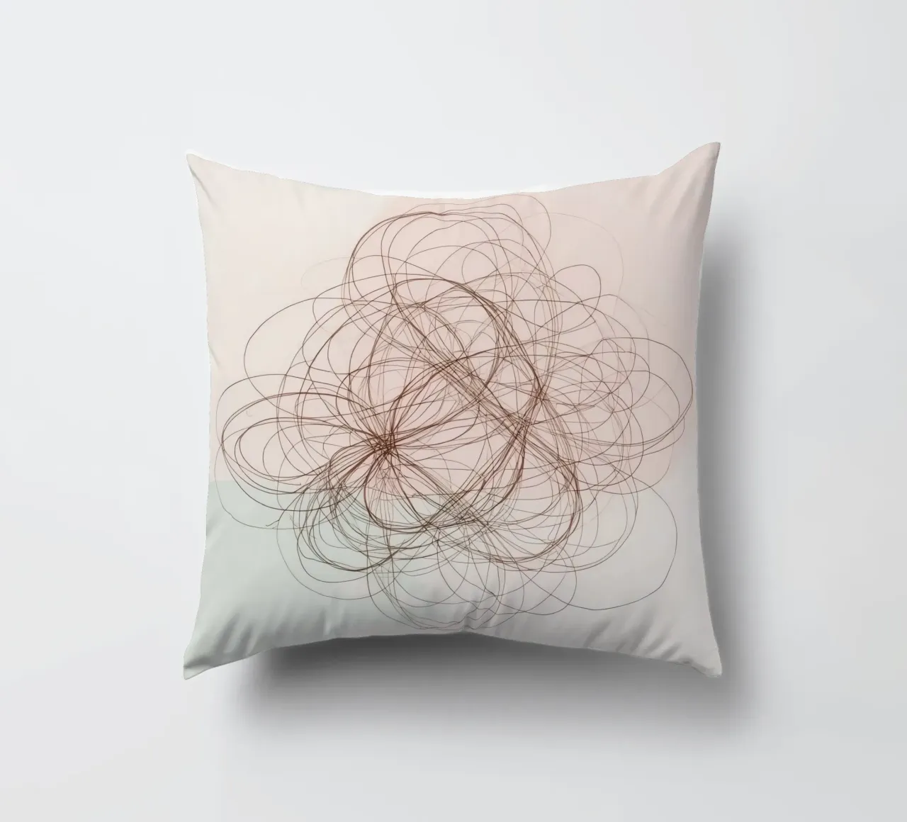 Abstract swirl of lines and curves creating a dynamic art decorative cushion by DesignDoodle